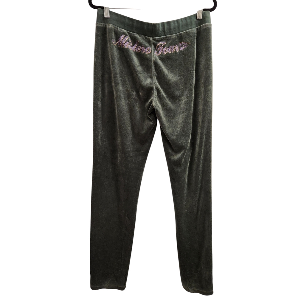 Fila green velour Mistero Tour sparkle straight leg pants size medium